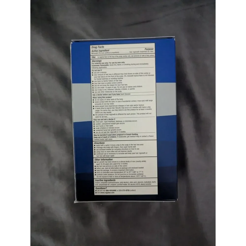 Rogaine Minoxidil Unscented Men's Hair Regrowth Foam, 3 MONTH Supply Unopened - Picture 3 of 5